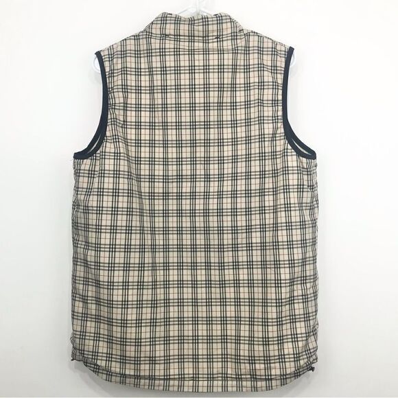 Spanner Sport Tan Checked Plaid Reversible Nylon water Resistant Zip Up Vest - Picture 15 of 16